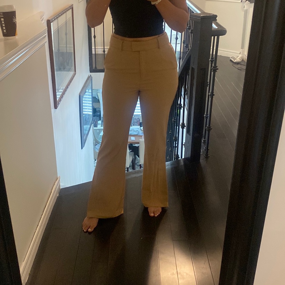 Dynamite high waisted khaki dress pant with leg slits